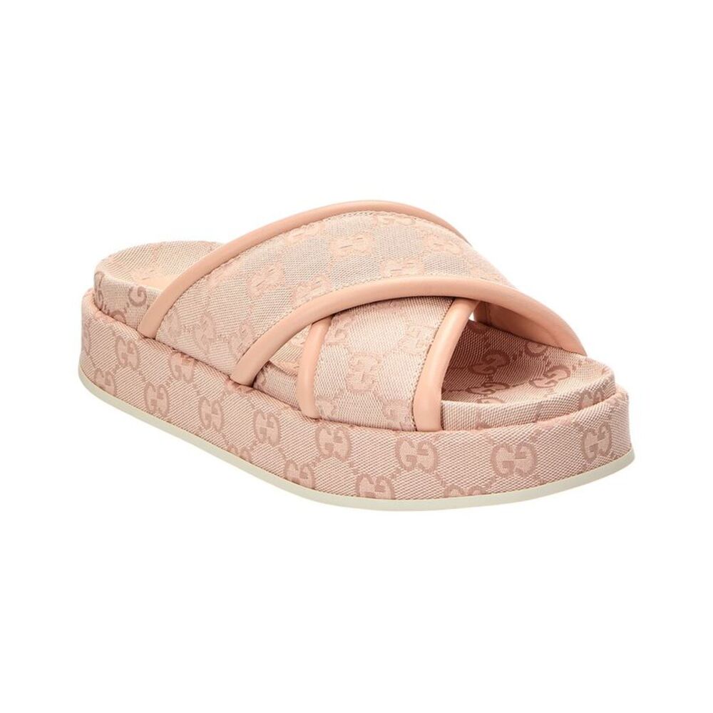 Gucci Gg Canvas & Leather Platform Sandal